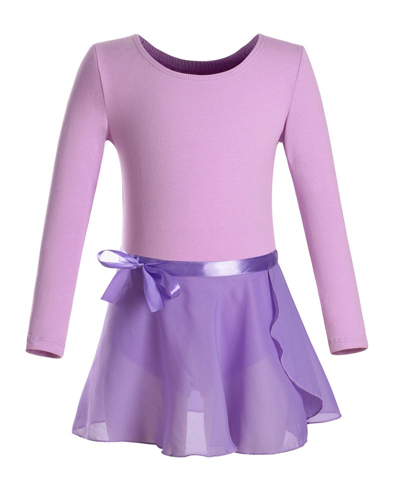 DANSHOW Girls Team Basic Long Sleeve Leotard with Skirt Kid Dance Ballet Tutu Dress(KD3028-XXL-09) - Image 1